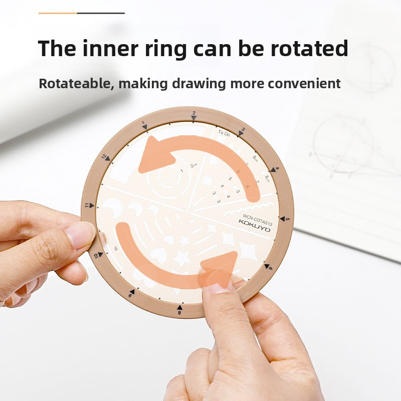 Kokuyo Circular Rotating Template Ruler 100mm Circle Stencil