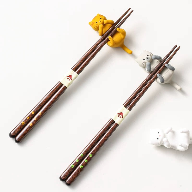 Japanese Wooden Chopstick & Rest Set