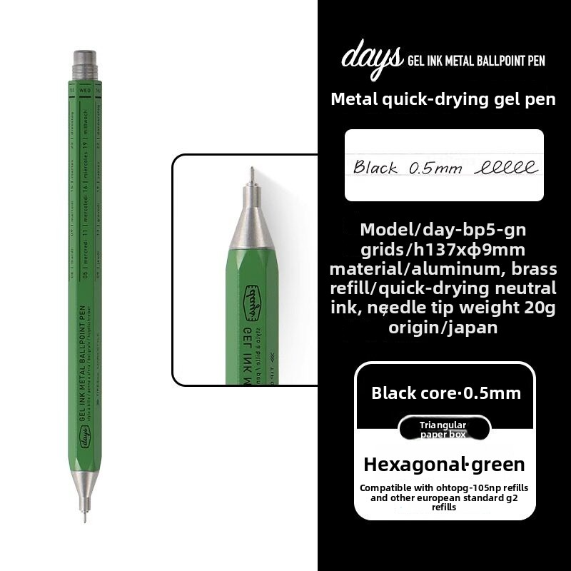 Marks Days Hexagon Metal Gel Pen 0.5mm