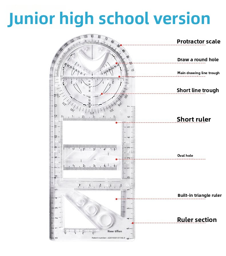 Geometry Multifunctional Ruler
