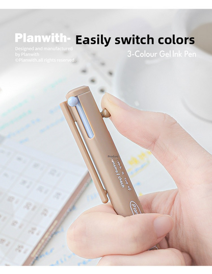 Planwith Coffee Theme 3-Color Multi Gel Pen