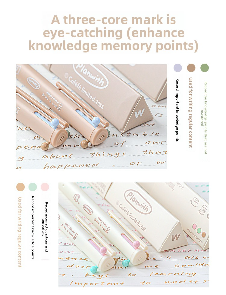 Planwith Coffee Theme 3-Color Multi Gel Pen