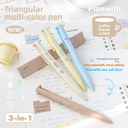 Planwith Coffee Theme 3-Color Multi Gel Pen