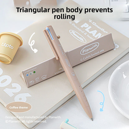 Planwith Coffee Theme 3-Color Multi Gel Pen