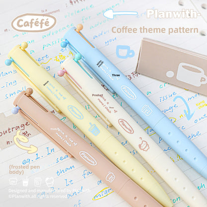 Planwith Coffee Theme 3-Color Multi Gel Pen