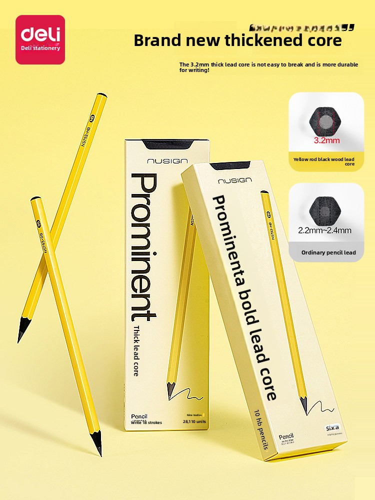 Deli Nusign Black Wood Non-Toxic Pencil HB/ 2B