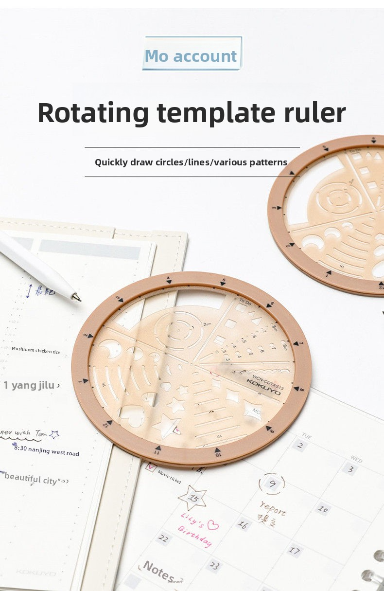 Kokuyo Circular Rotating Template Ruler 100mm Circle Stencil