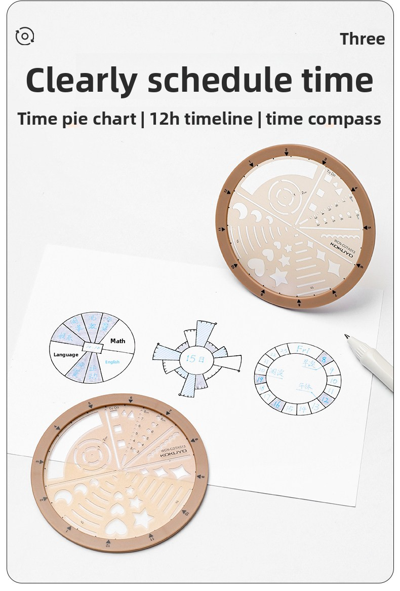 Kokuyo Circular Rotating Template Ruler 100mm Circle Stencil