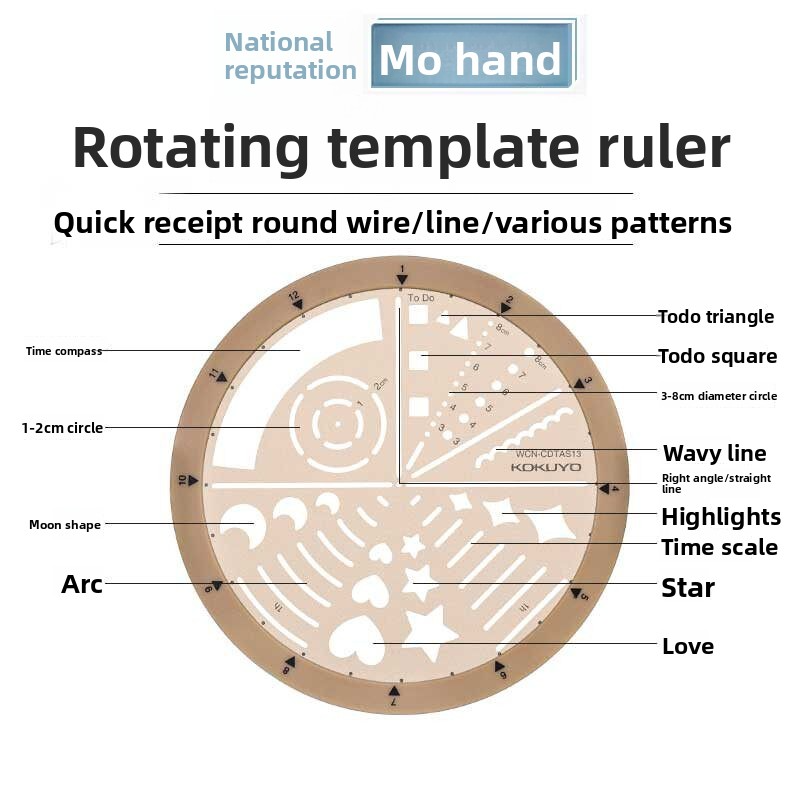 Kokuyo Circular Rotating Template Ruler 100mm Circle Stencil