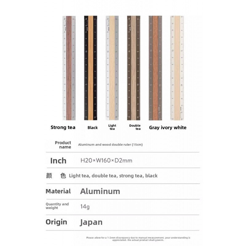Midori Aluminum Wood Ruler 15cm