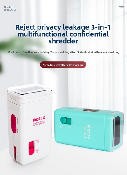 Inozto 3-in-1 Compact Shredder, Cutter and Privacy Protector