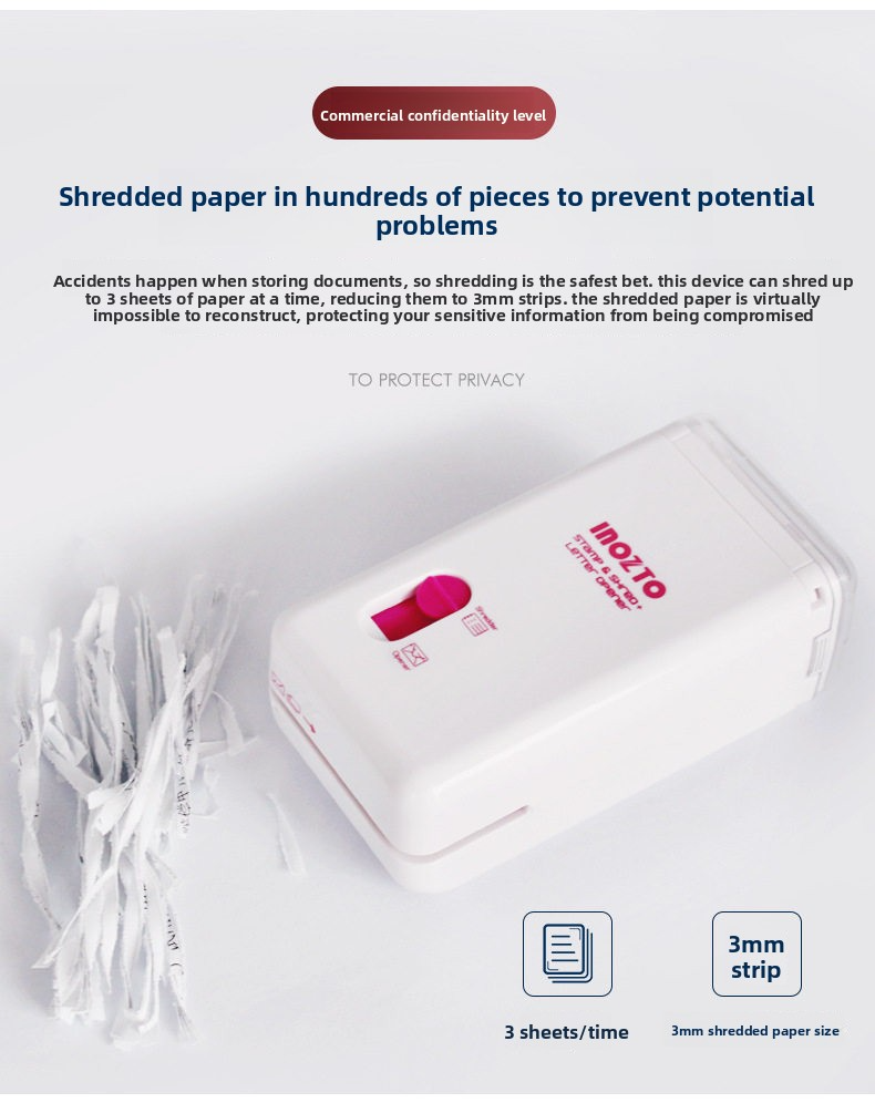 Inozto 3-in-1 Compact Shredder, Cutter and Privacy Protector
