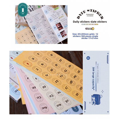 Benzstore Calendar Date Stickers (384 pcs)