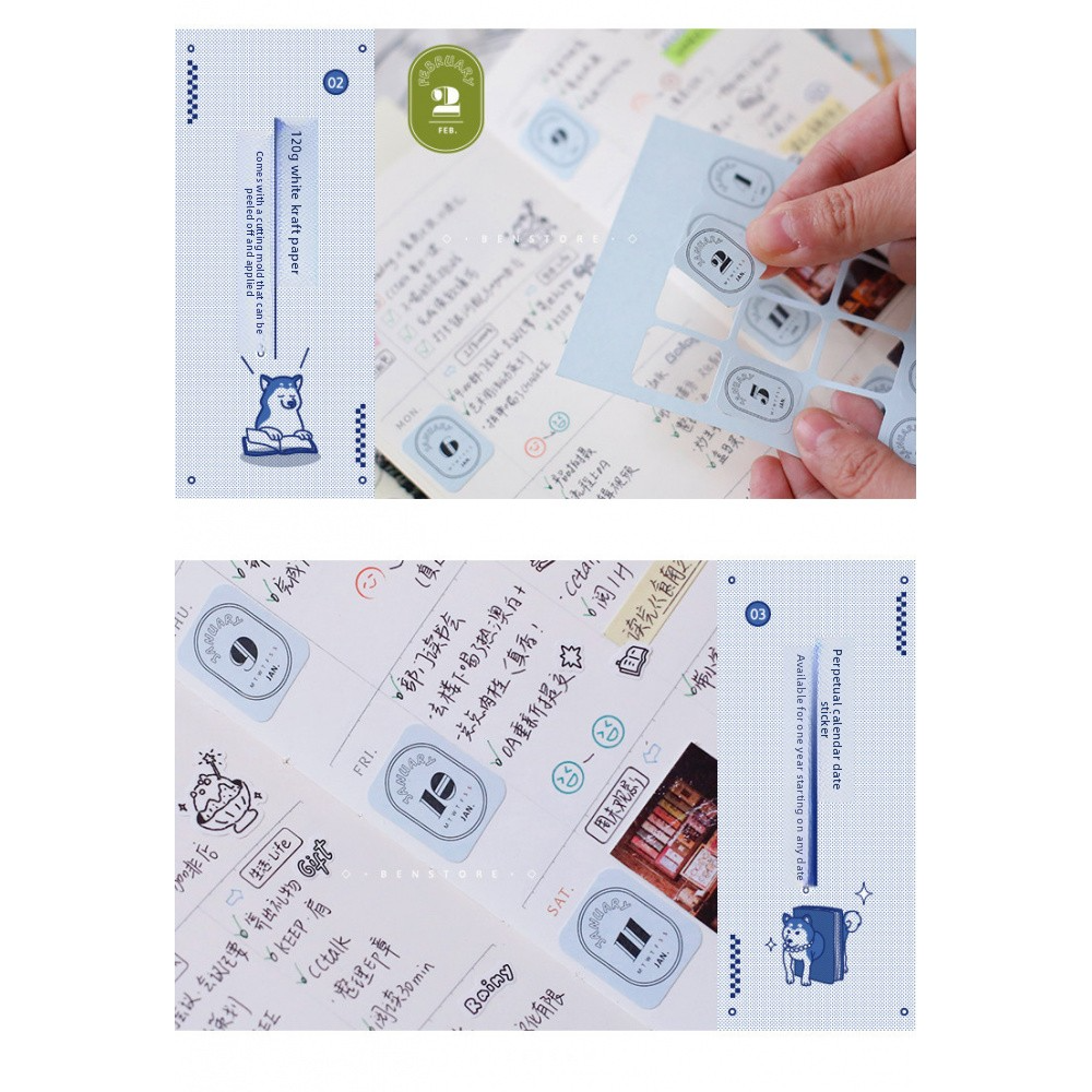 Benzstore Calendar Date Stickers (384 pcs)