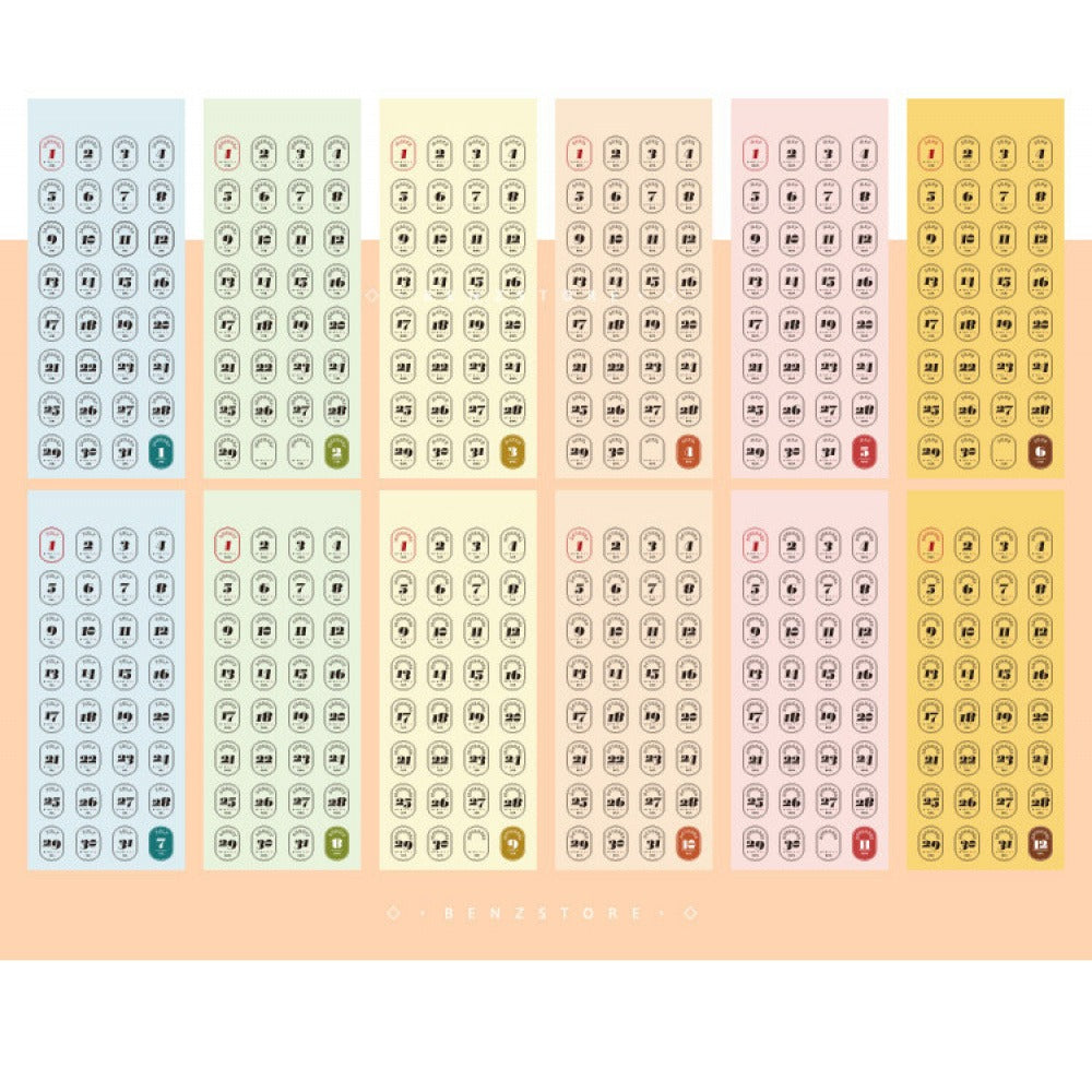 Benzstore Calendar Date Stickers (384 pcs)