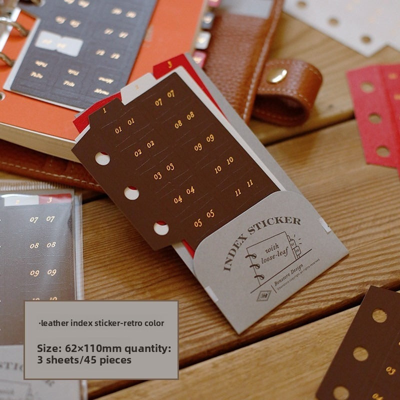Benzstore Vintage Leather Index Tabs Stickers