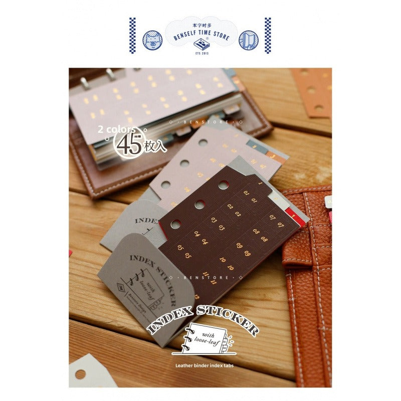 Benzstore Vintage Leather Index Tabs Stickers