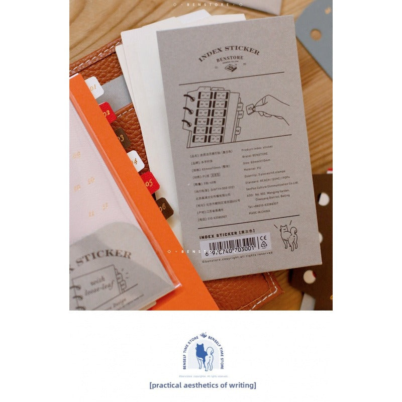 Benzstore Vintage Leather Index Tabs Stickers