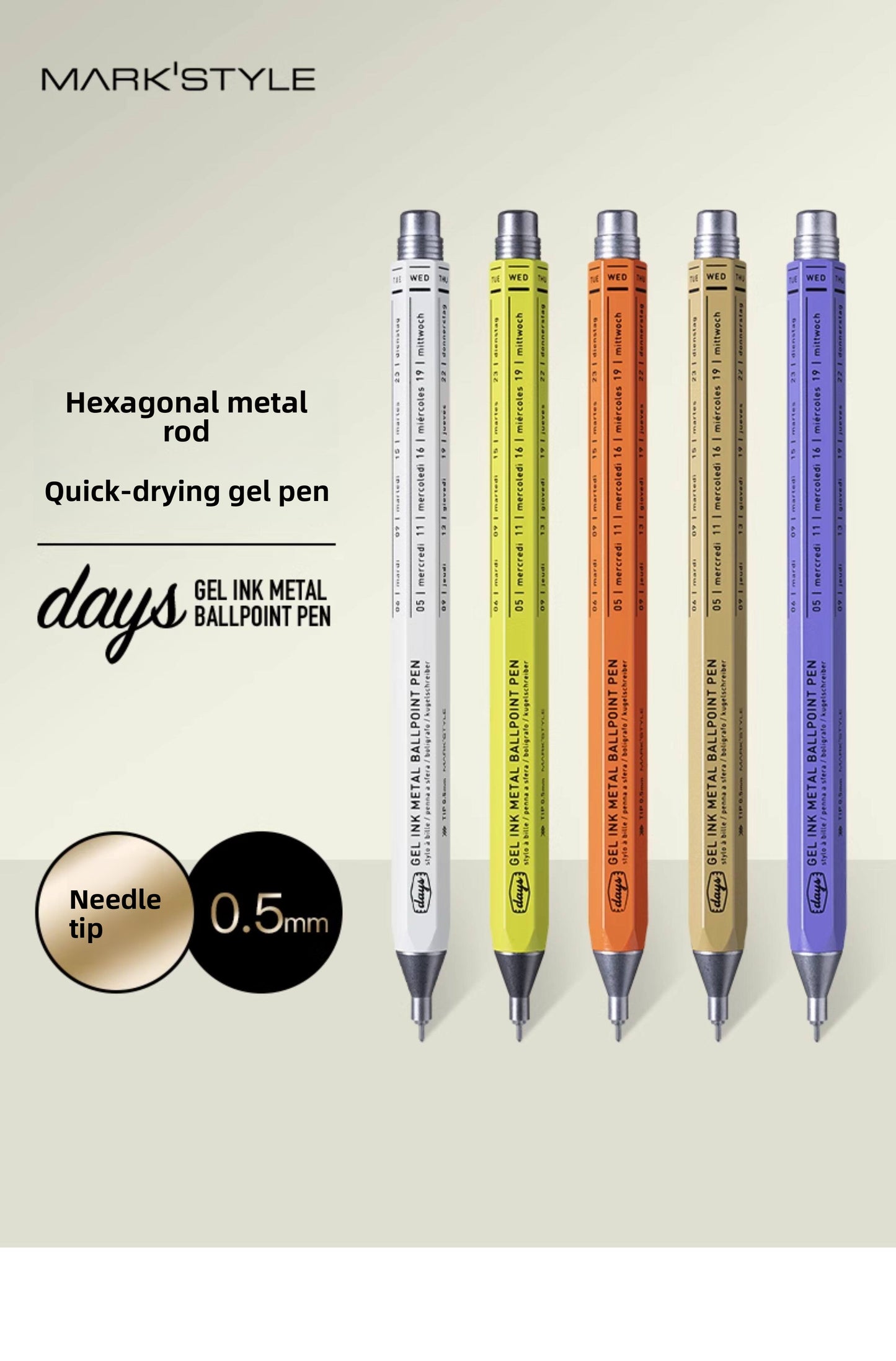 Marks Days Hexagon Metal Gel Pen 0.5mm