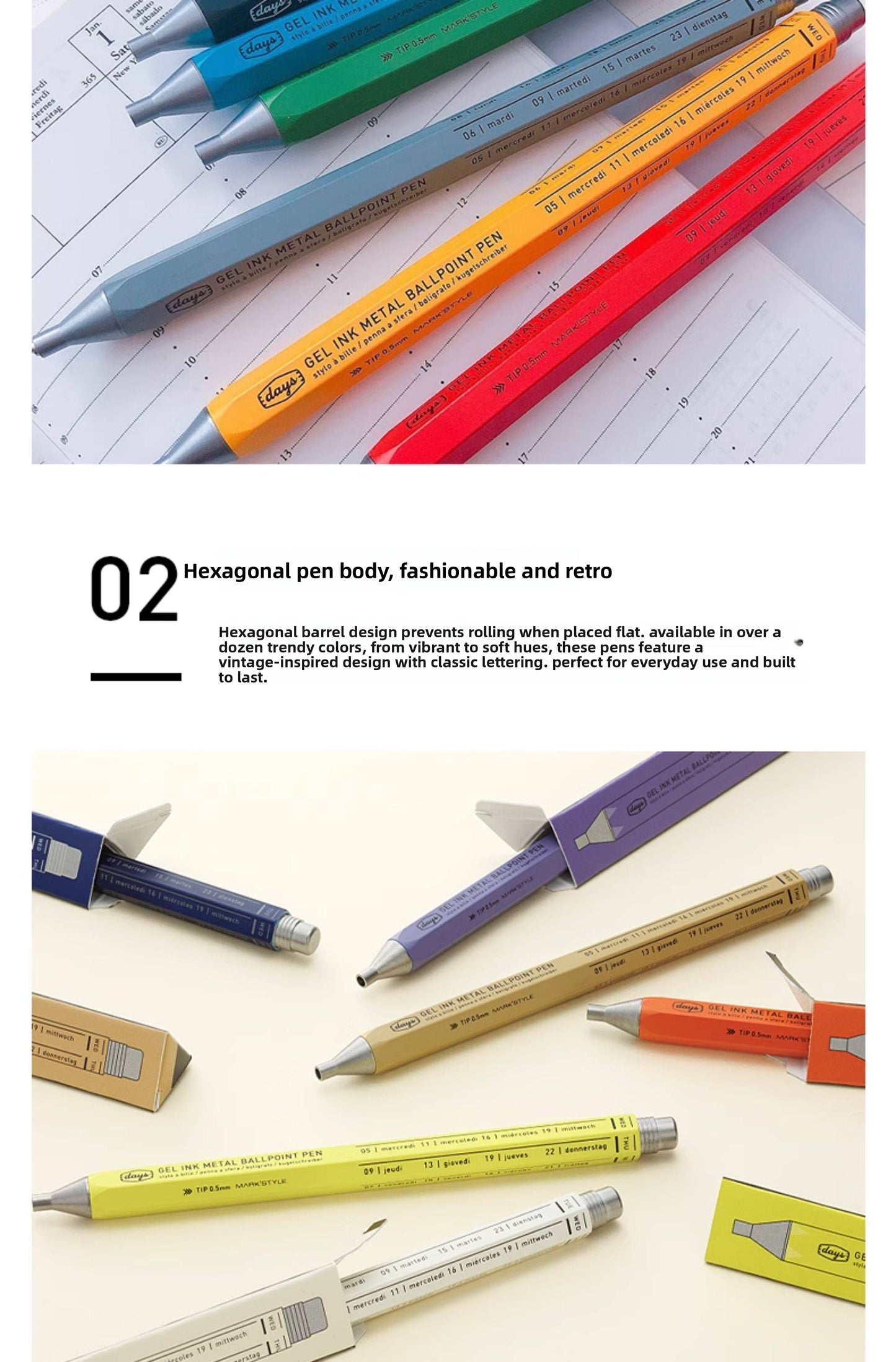 Marks Days Hexagon Metal Gel Pen 0.5mm