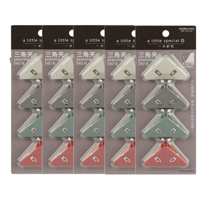 KOKUYO Triangle Corner Paper Clip 4Pcs Set