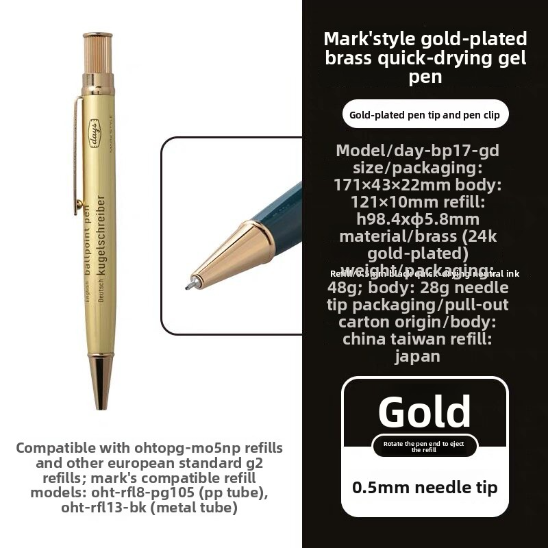 Marks Days Gold-Plated Brass Pen