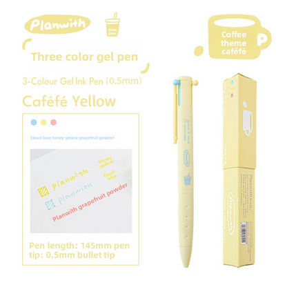 Planwith Coffee Theme 3-Color Multi Gel Pen