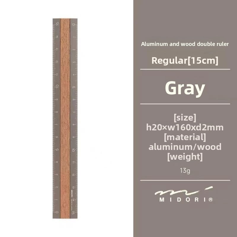 Midori Aluminum Wood Ruler 15cm