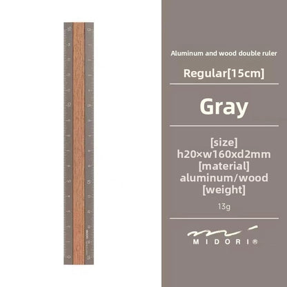 Midori Aluminum Wood Ruler 15cm