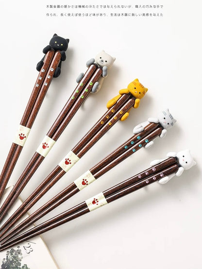 Japanese Wooden Chopstick & Rest Set