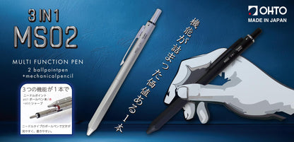 Skinniest MultiPen! OHTO MS02 3-In-1 Multi Pen