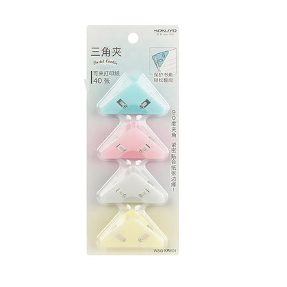 KOKUYO Triangle Corner Paper Clip 4Pcs Set